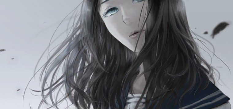 Брюнетка с серыми глазами аниме