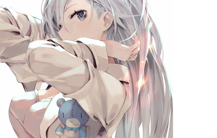 Аниме девушка с серыми волосами