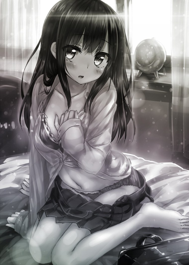 Аниме девушка в серых тонах