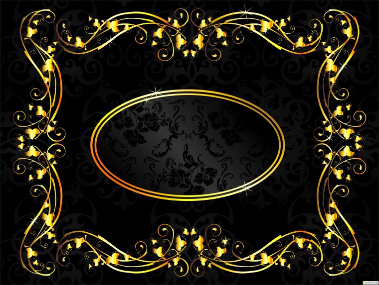 Золотые вензеля на черном фоне