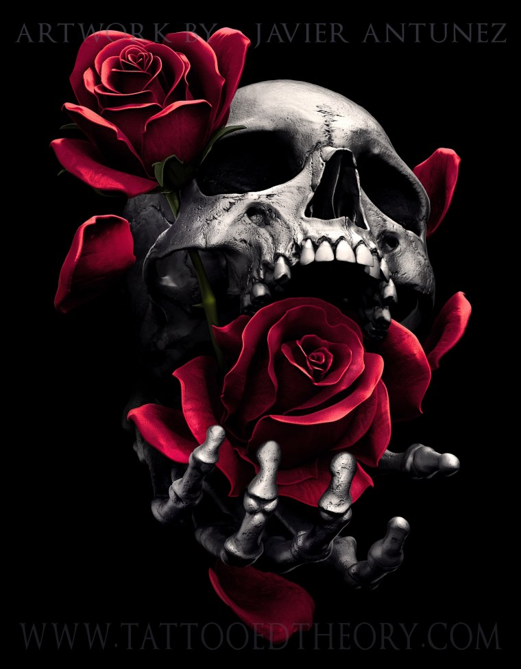 Череп с розой