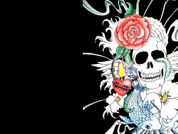 Череп и цепи тату