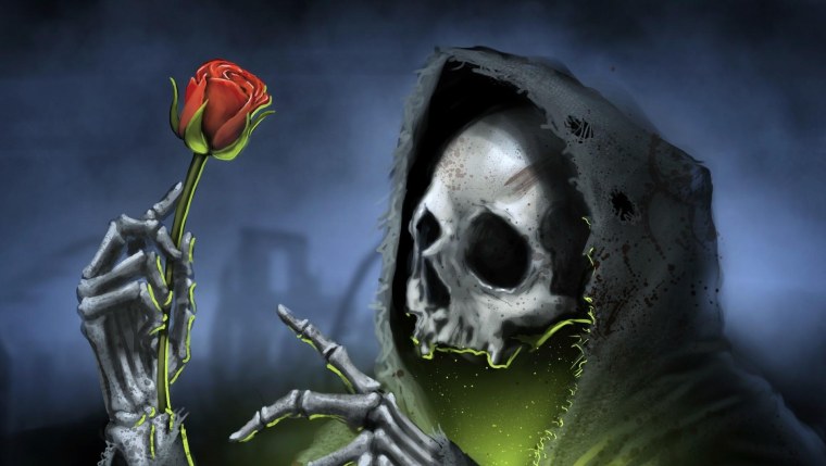 Череп с розочкой