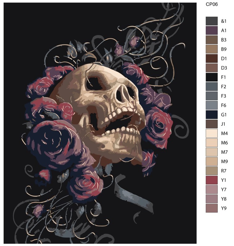 Череп с розочкой