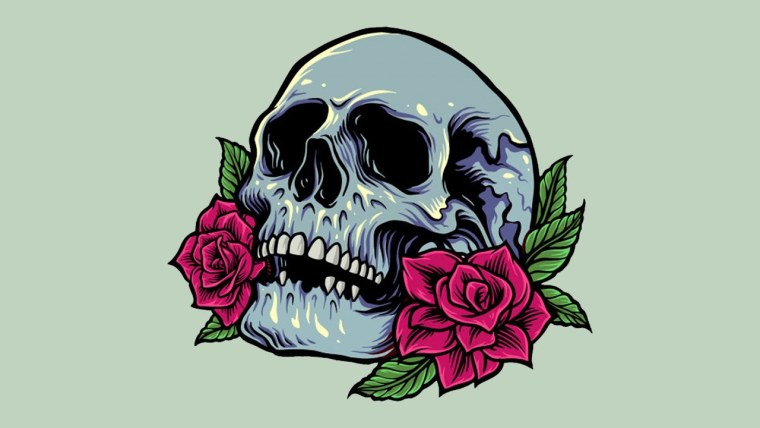 Череп с розой