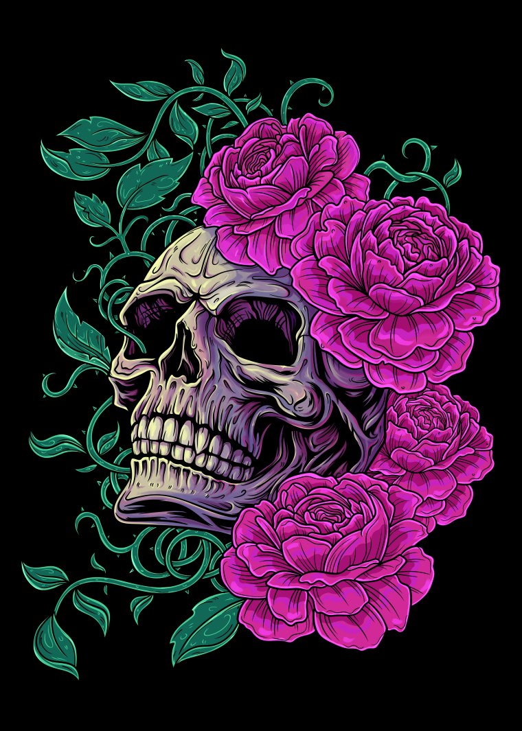 Череп с розой
