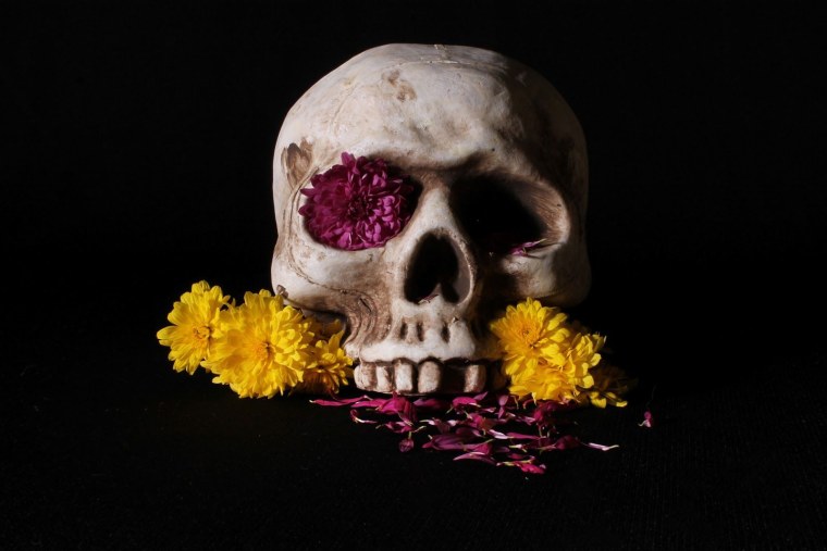 Череп с розами арт