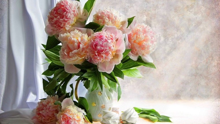 Красные пионы в вазе