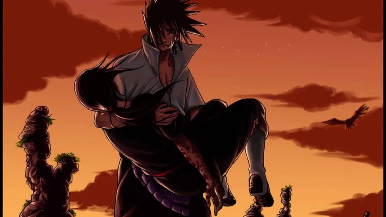 Саске плачет после смерти Итачи