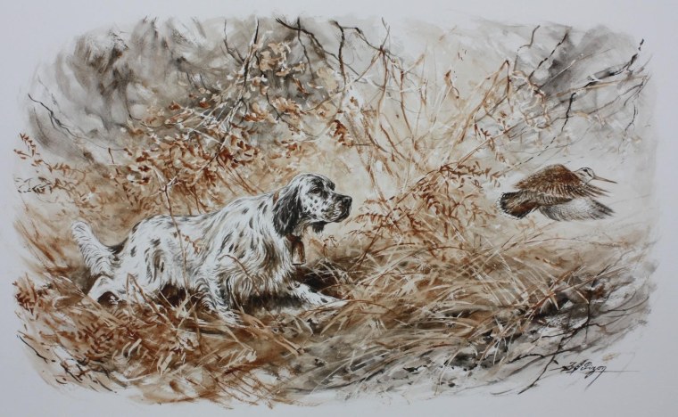 Охота рисунок акварелью