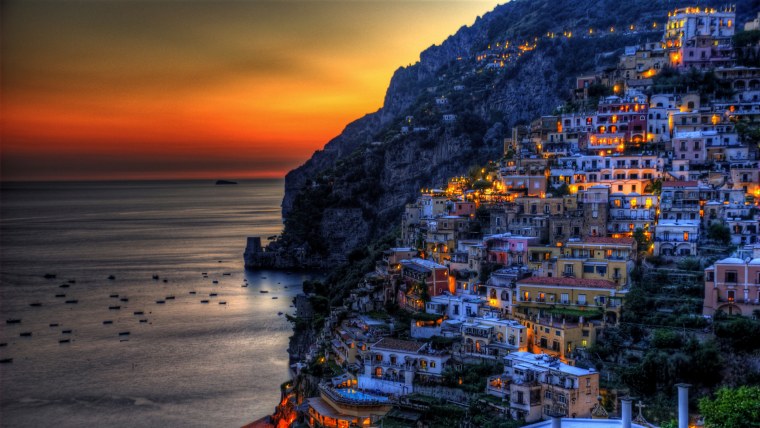Позитано Амальфи Италия закат