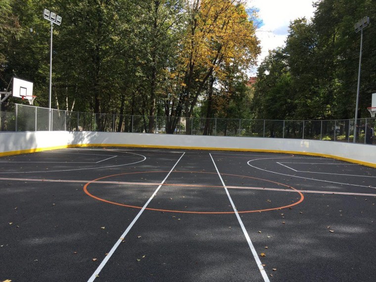 Баскетбольная площадка в лесу