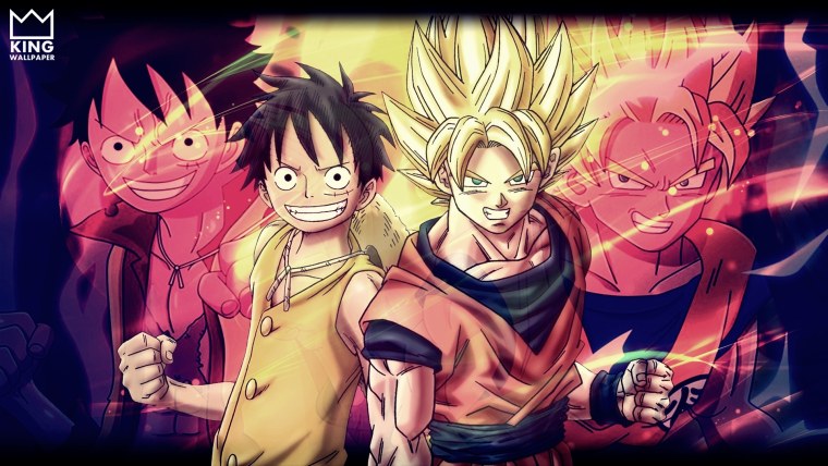 Гоку защищает Луффи