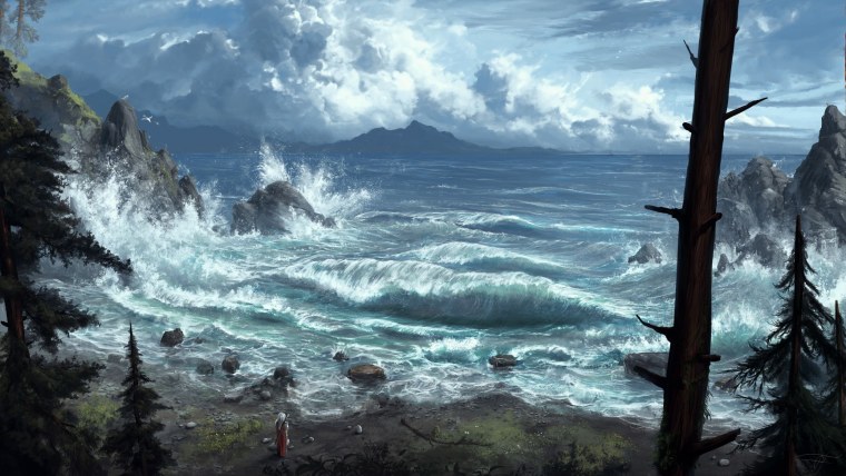 Побережье фэнтези арт