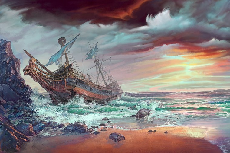 Корабль и рифы