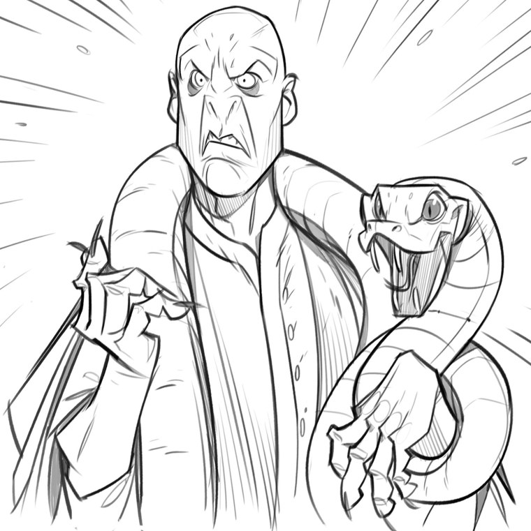 Раскраска Гарри Поттер Волдеморт