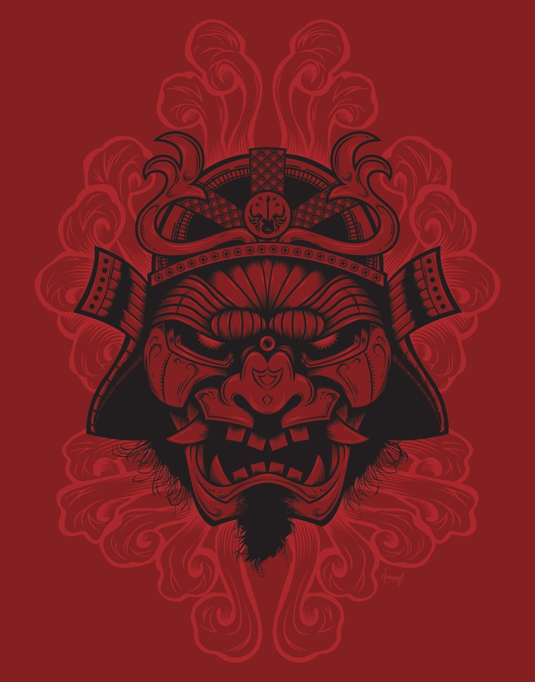 Японские маски арт самурайские