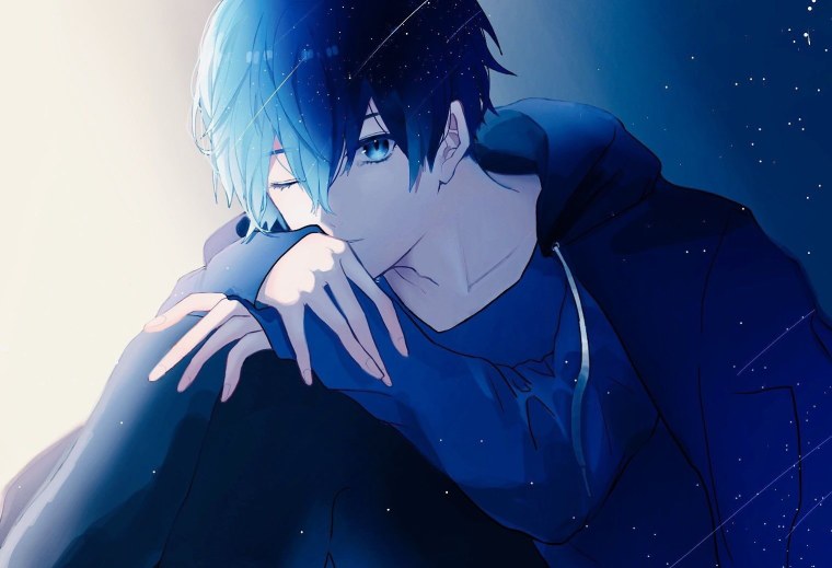 Аниме мальчик с синими волосами