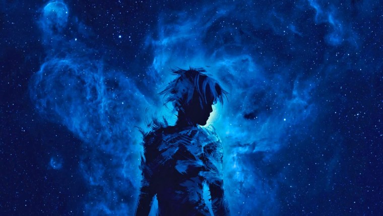 Человек на фоне космоса арт