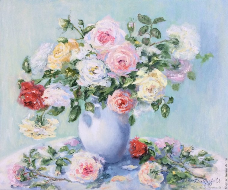Натюрморт с цветами живопись
