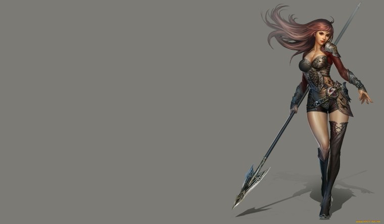 Девушка с копьем арт