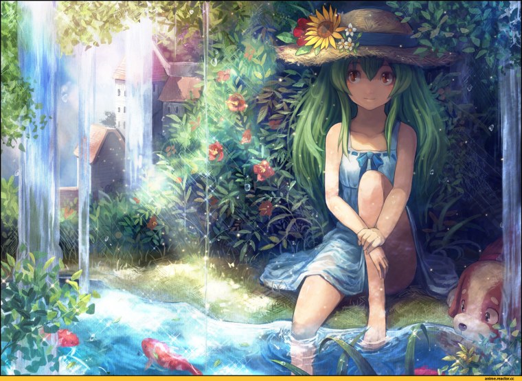 Аниме девушка природа