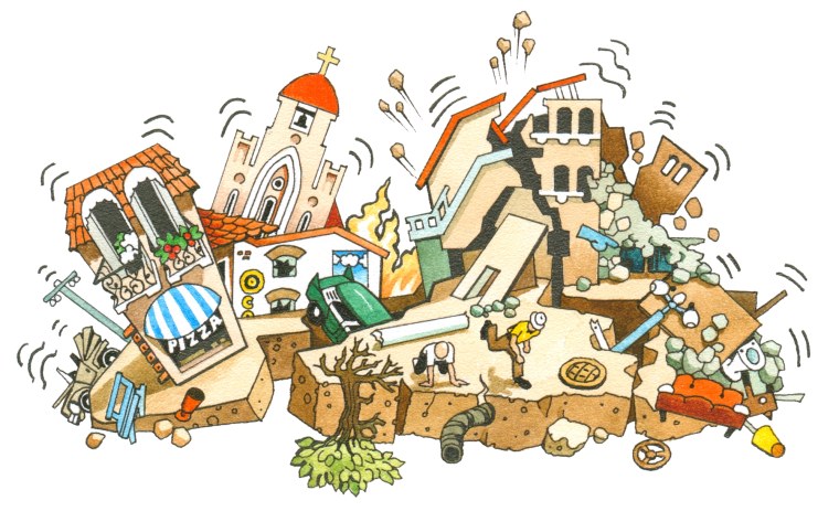 Мультяшка разрушенный дом