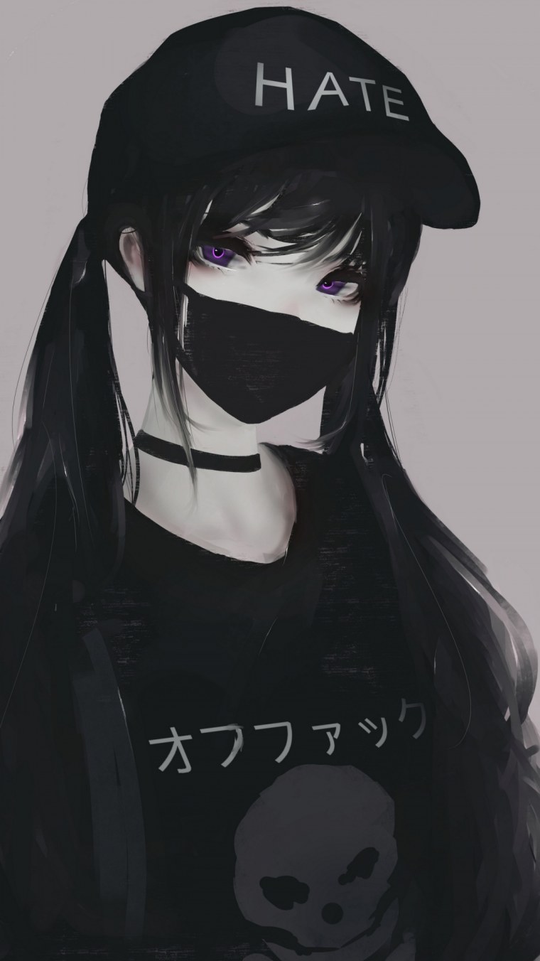 Аниме крутая девушка в маске