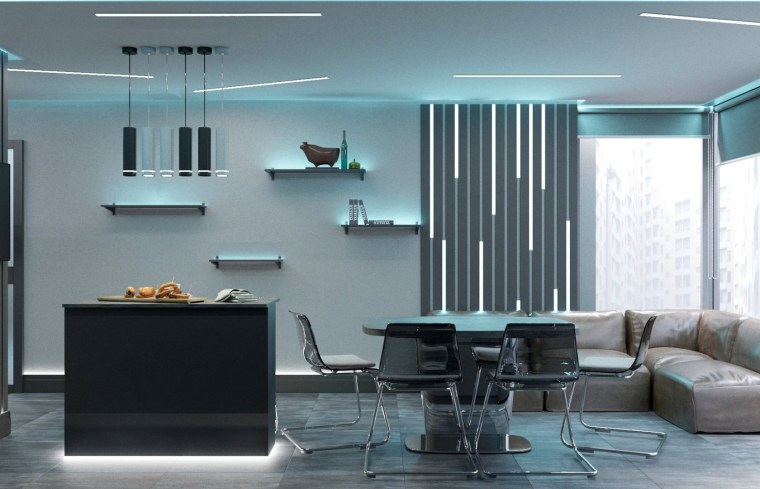 Стены в стиле Хай тек