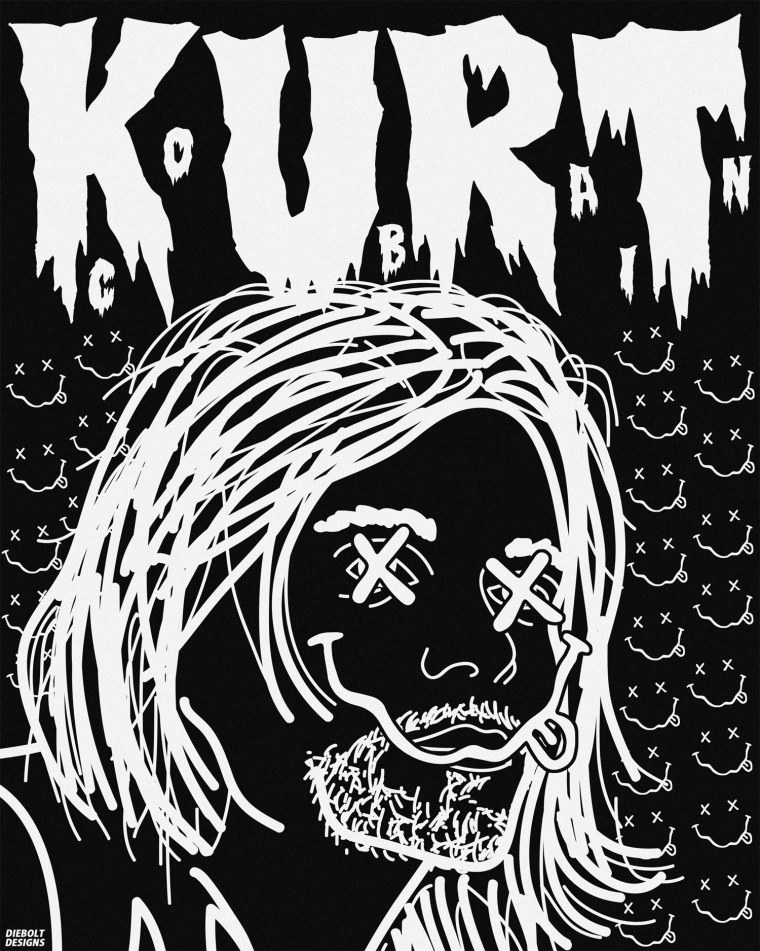 Курт Кобейн трафарет для граффити