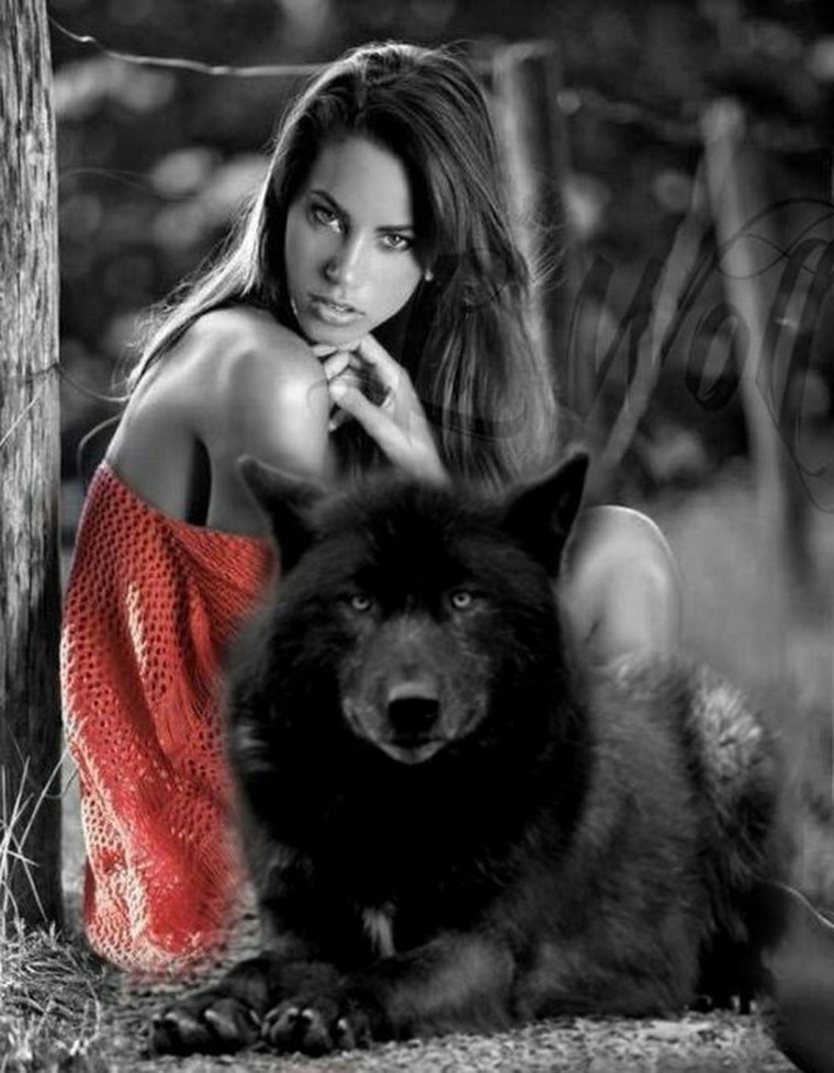 Красивая девушка с волком