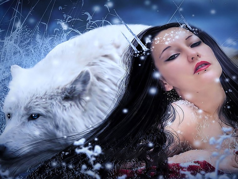 Волчица и девушка