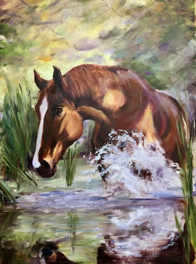 Пейзаж с лошадьми