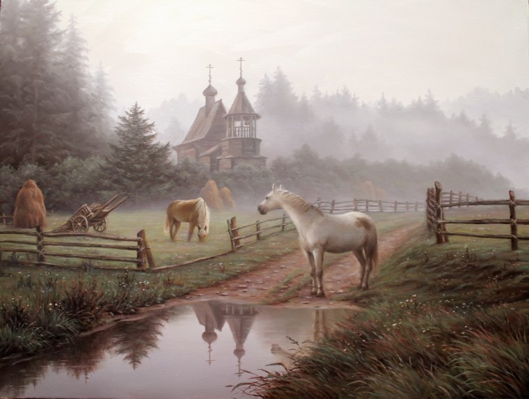 Лошади живопись маслом