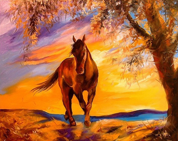 Алмазная мозаика лошадь с жеребенком