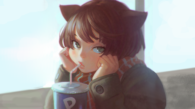 Аниме арт задумчивость