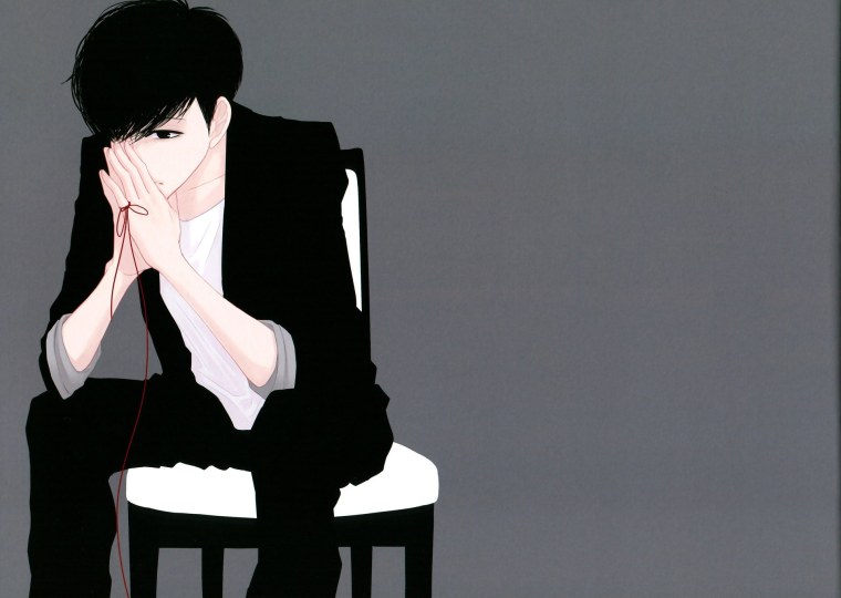 Аниме парень думает