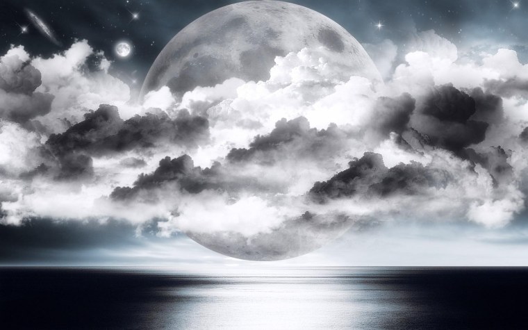 Ночь Луна облака