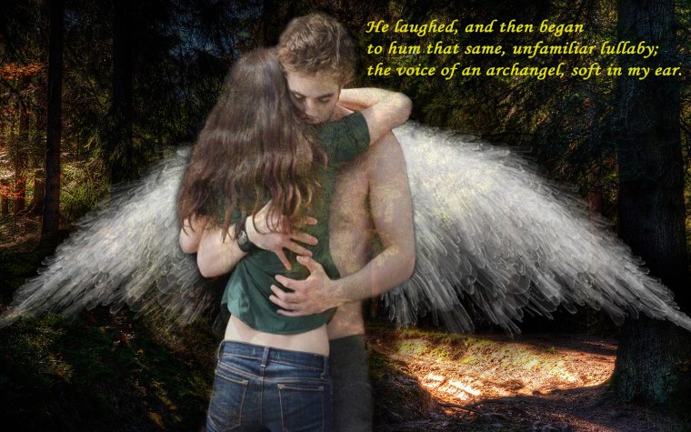 Ангел хранитель обнимает девушку