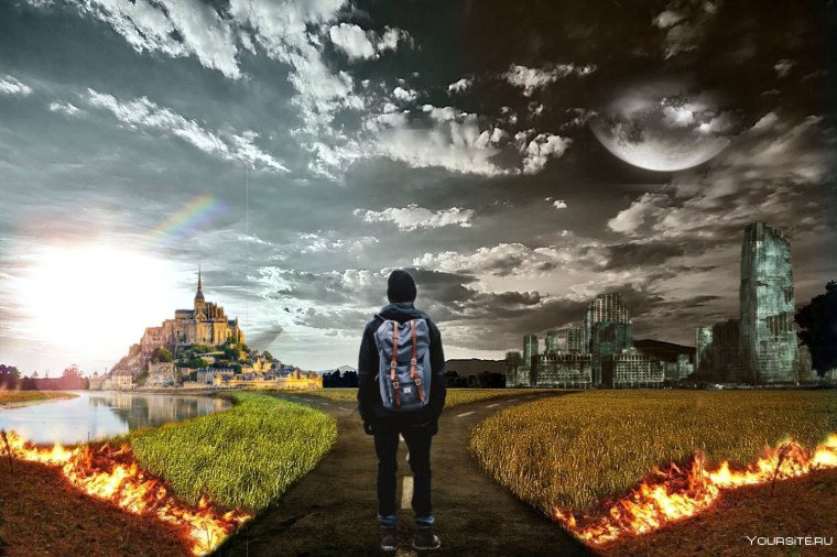 Абстракция человек на распутье