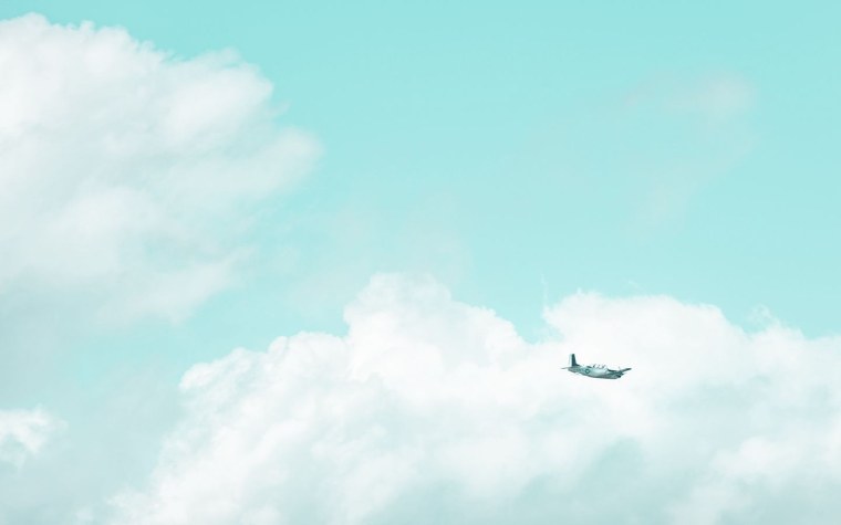 Самолет в небе черно белое