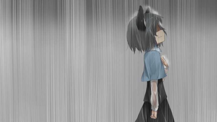 Аниме девочка в серых тонах