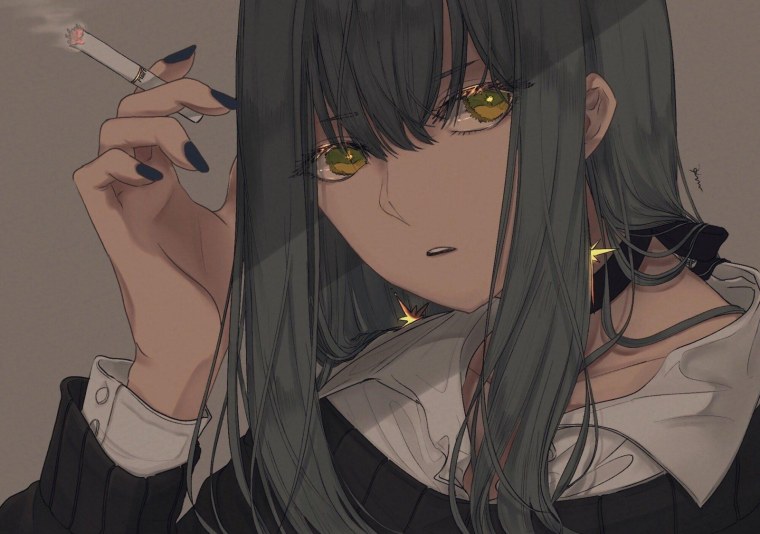 Аниме девушка с сигаретой