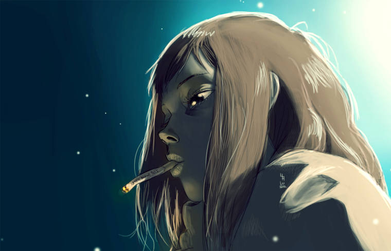 Аниме девушка с сигаретой