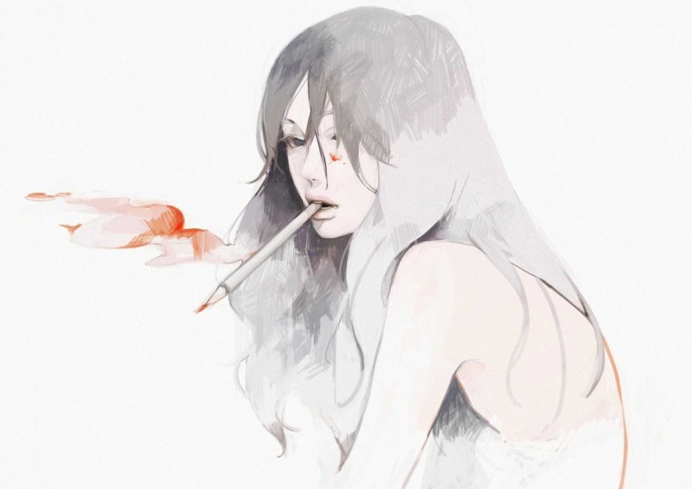 Курящая девушка аниме