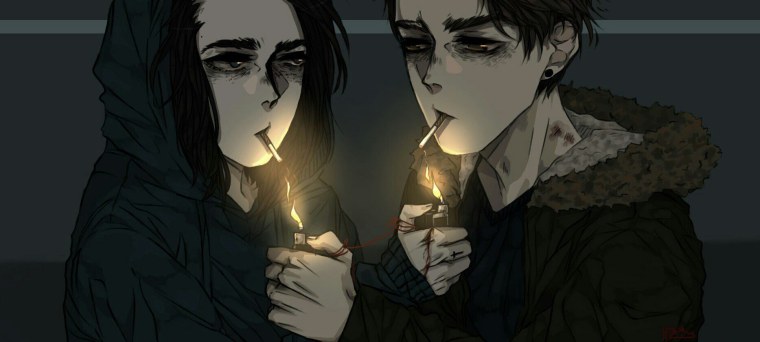 Аниме девушка с сигаретой