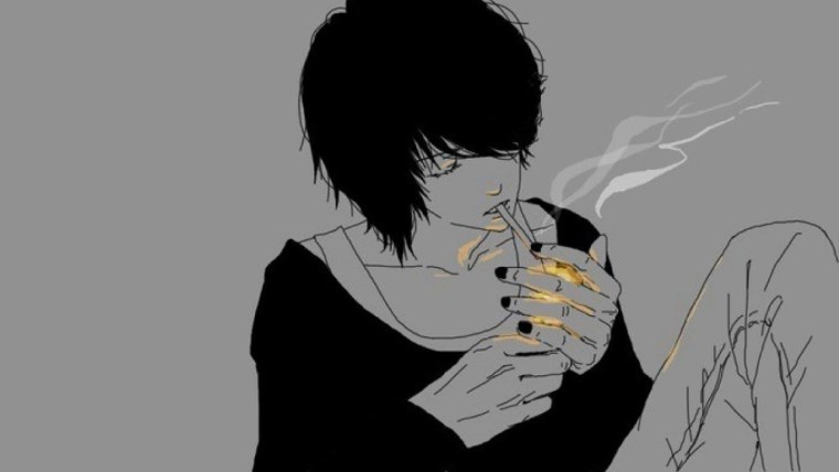 Курящая девушка аниме