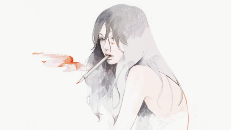 Парень курит арт