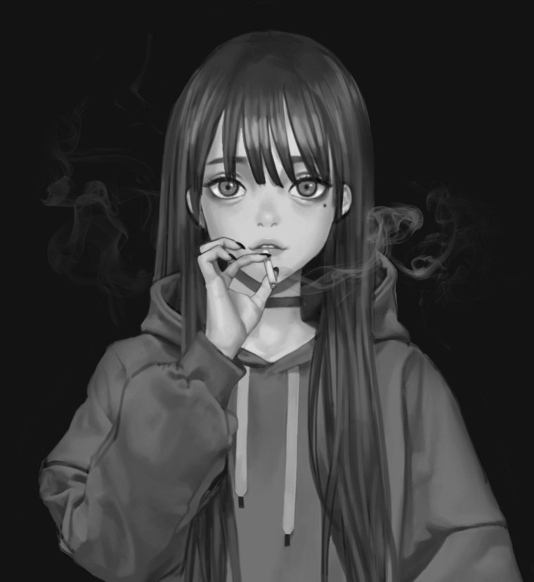 Девушка с сигаретой арт