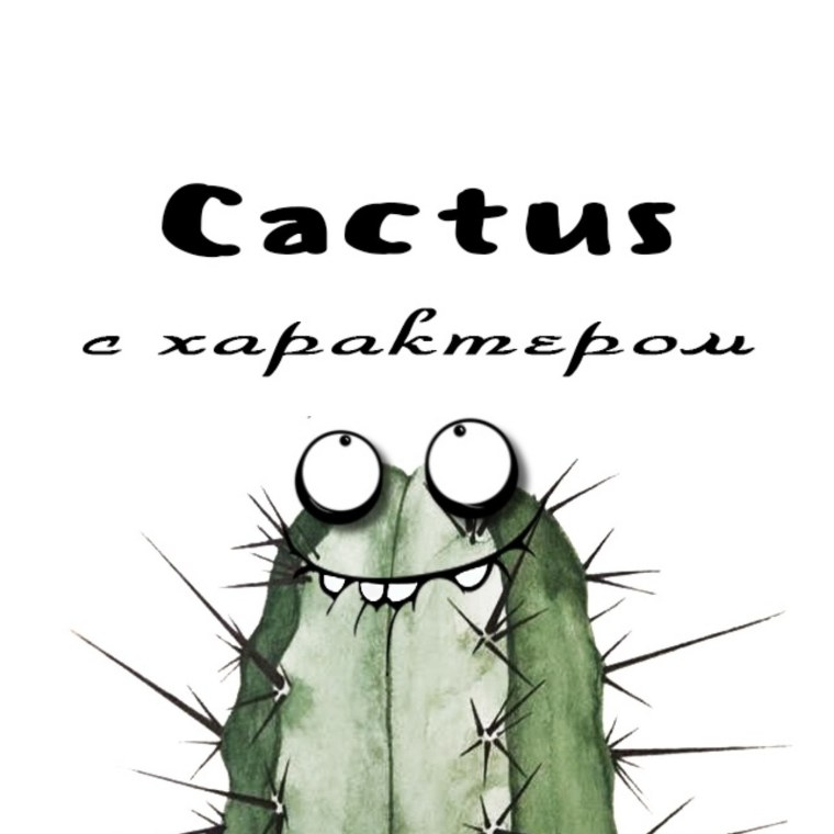 Кактус с цветком в горшке арт